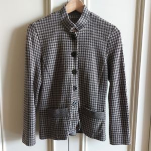 Pink Tartan wool houndstooth riding style jacket. Tan+brown Medium M